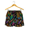 Bohemian Feather Pattern Print Women's Shorts