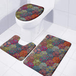 Bohemian Indian Box Pattern Print 3 Piece Bath Mat Set