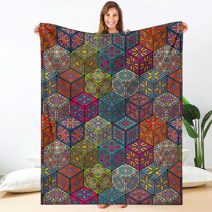 Bohemian Indian Box Pattern Print Blanket