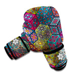 Bohemian Indian Box Pattern Print Boxing Gloves