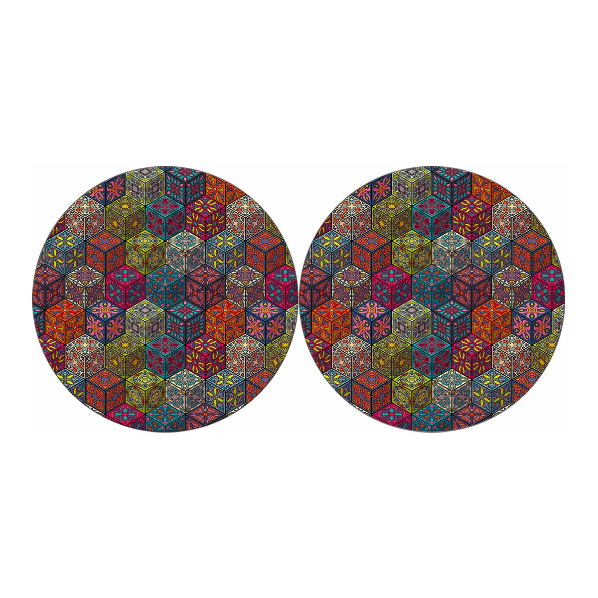 Bohemian Indian Box Pattern Print Car Coasters
