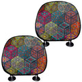 Bohemian Indian Box Pattern Print Car Headrest Covers