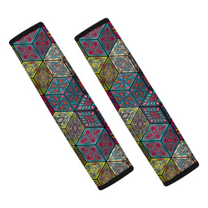 Bohemian Indian Box Pattern Print Car Seat Belt Covers