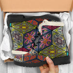 Bohemian Indian Box Pattern Print Comfy Boots GearFrost