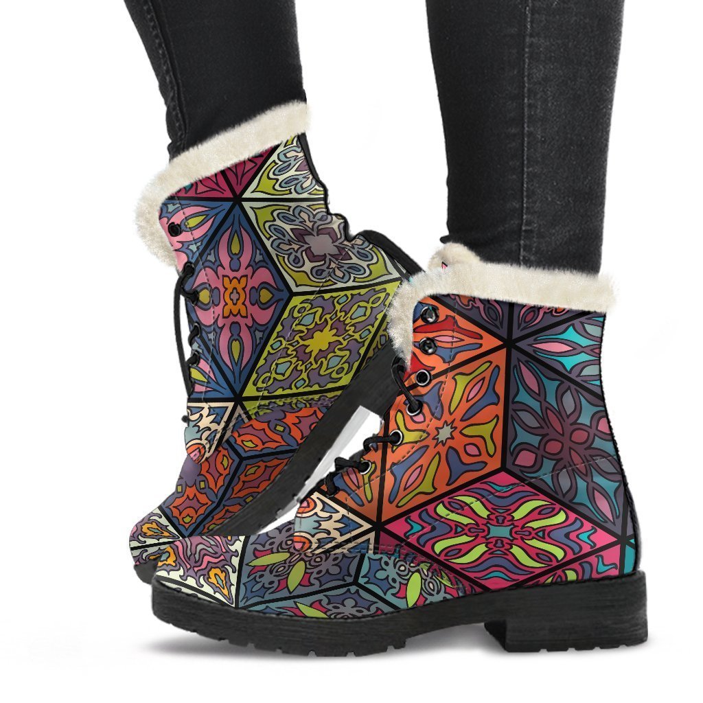 Bohemian Indian Box Pattern Print Comfy Boots GearFrost