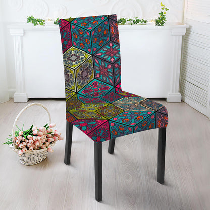 Bohemian Indian Box Pattern Print Dining Chair Slipcover