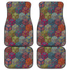 Bohemian Indian Box Pattern Print Front and Back Car Floor Mats