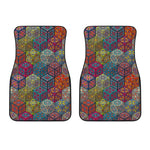 Bohemian Indian Box Pattern Print Front Car Floor Mats