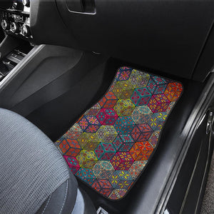 Bohemian Indian Box Pattern Print Front Car Floor Mats