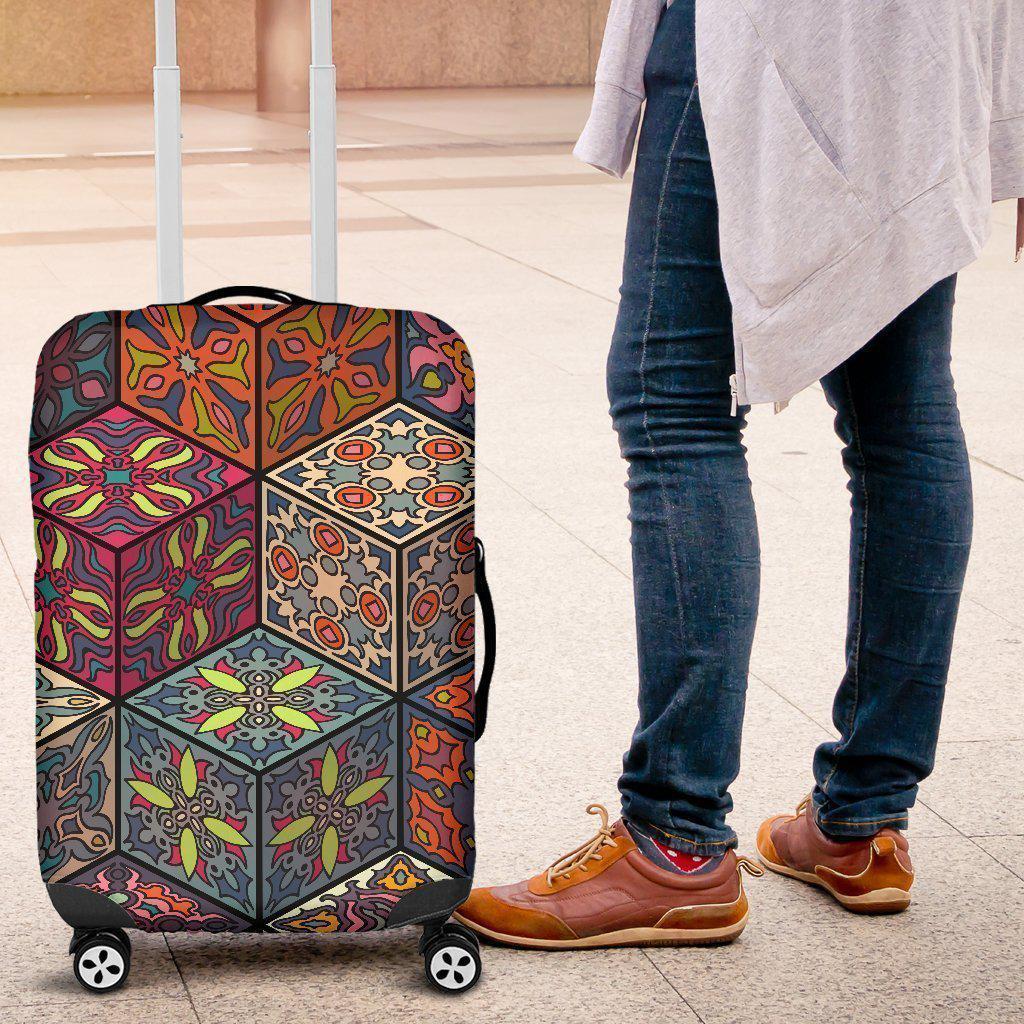 Bohemian Indian Box Pattern Print Luggage Cover GearFrost