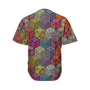 Bohemian Indian Box Pattern Print Men's Baseball Jersey