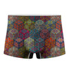 Bohemian Indian Box Pattern Print Men's Boxer Briefs