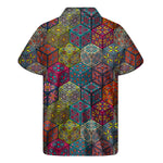 Bohemian Indian Box Pattern Print Men's Short Sleeve Shirt