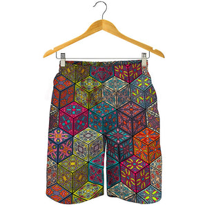 Bohemian Indian Box Pattern Print Men's Shorts