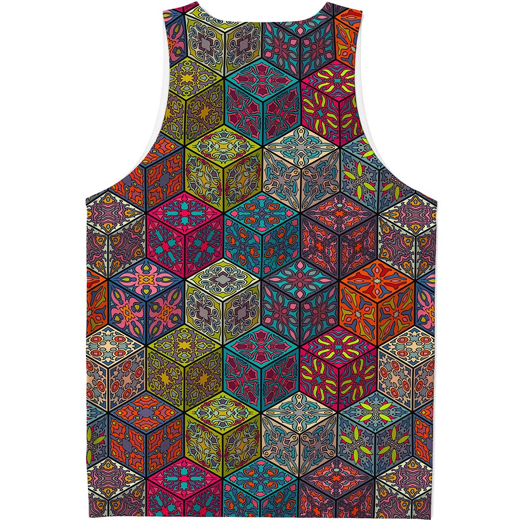 Bohemian Indian Box Pattern Print Men's Tank Top