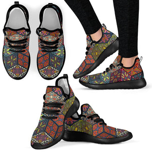 Bohemian Indian Box Pattern Print Mesh Knit Shoes GearFrost