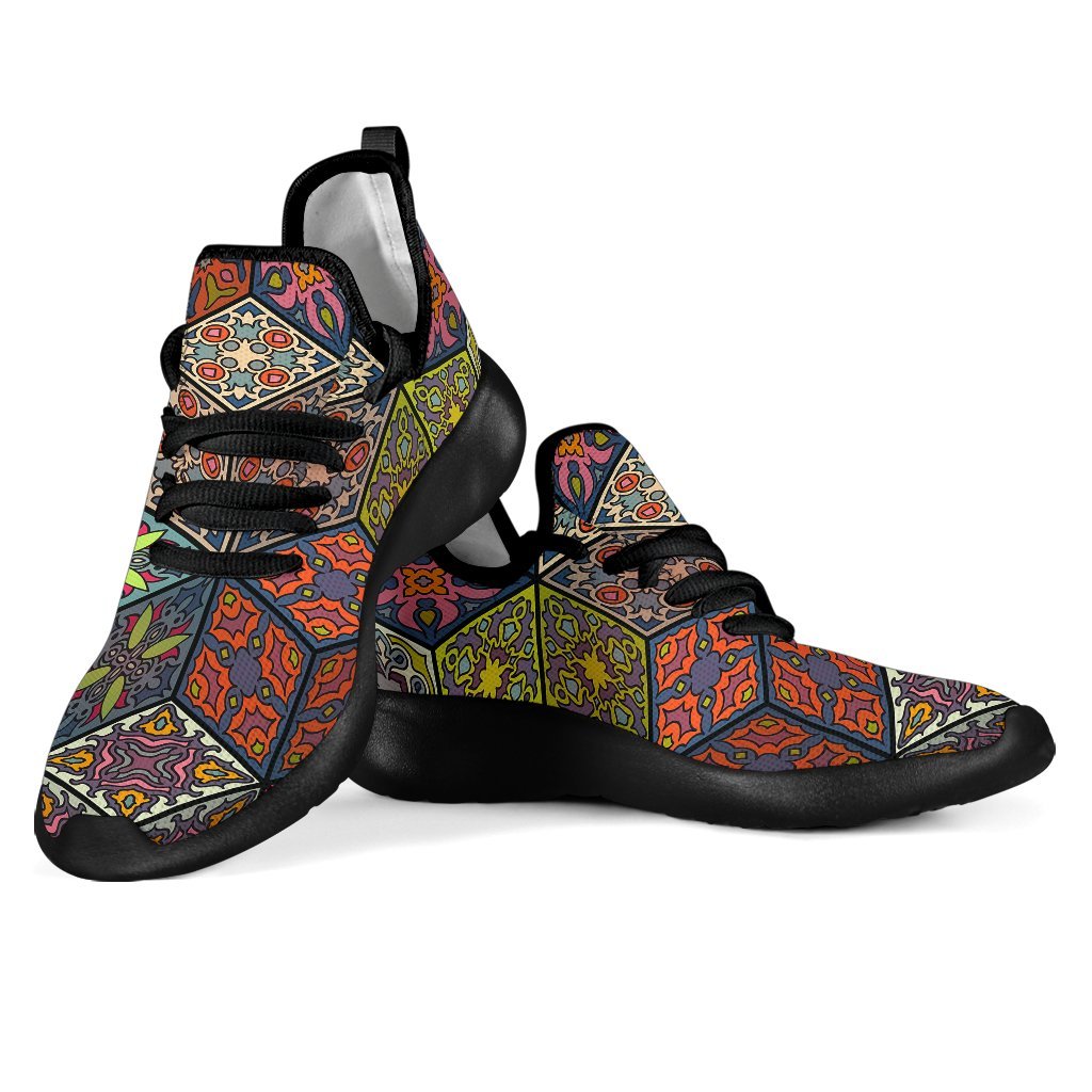 Bohemian Indian Box Pattern Print Mesh Knit Shoes GearFrost