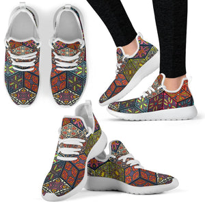 Bohemian Indian Box Pattern Print Mesh Knit Shoes GearFrost