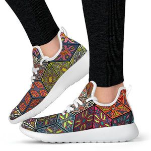 Bohemian Indian Box Pattern Print Mesh Knit Shoes GearFrost