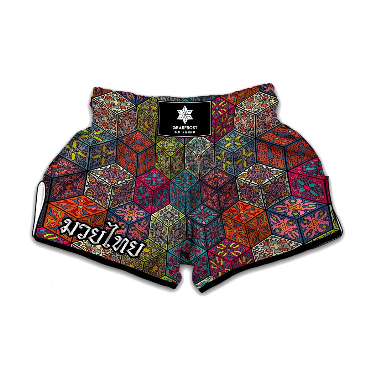 Bohemian Indian Box Pattern Print Muay Thai Boxing Shorts