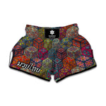 Bohemian Indian Box Pattern Print Muay Thai Boxing Shorts