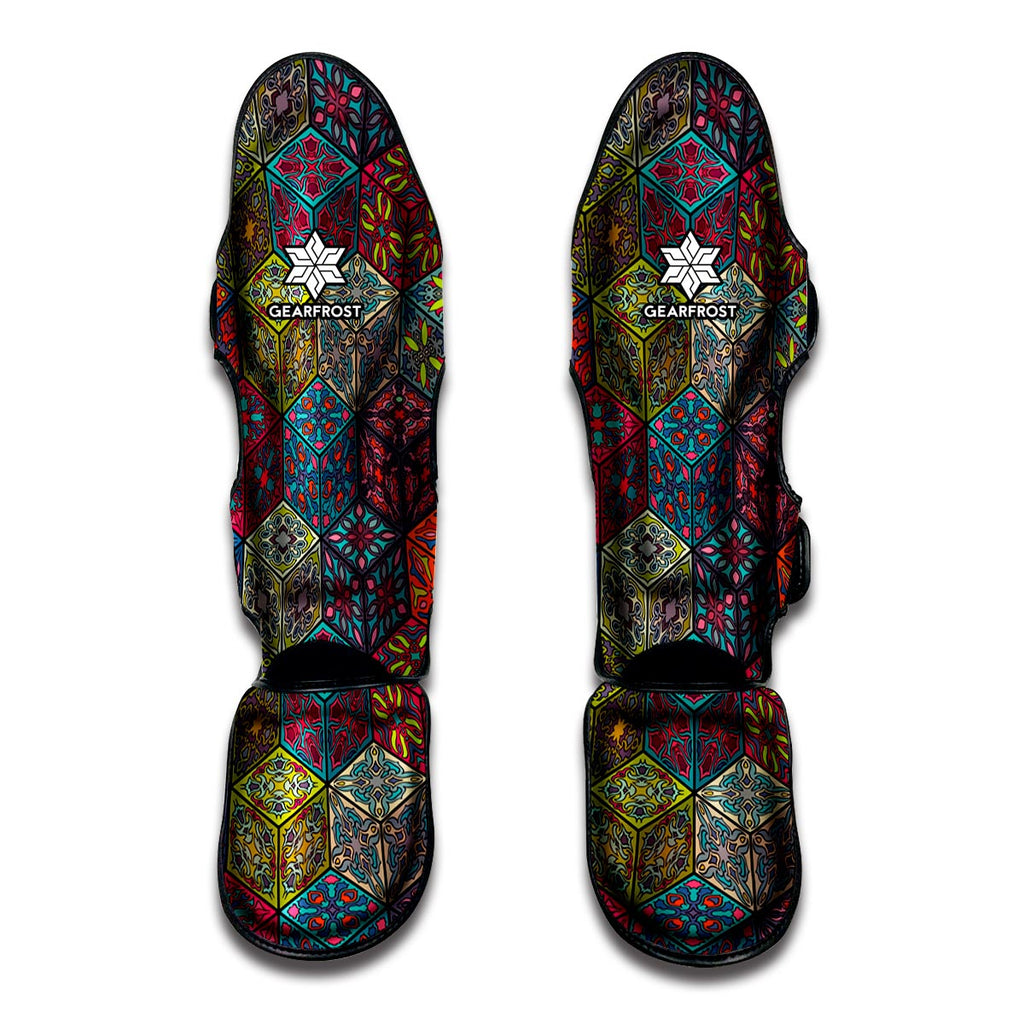 Bohemian Indian Box Pattern Print Muay Thai Shin Guard