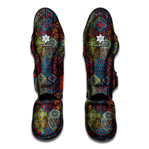 Bohemian Indian Box Pattern Print Muay Thai Shin Guard