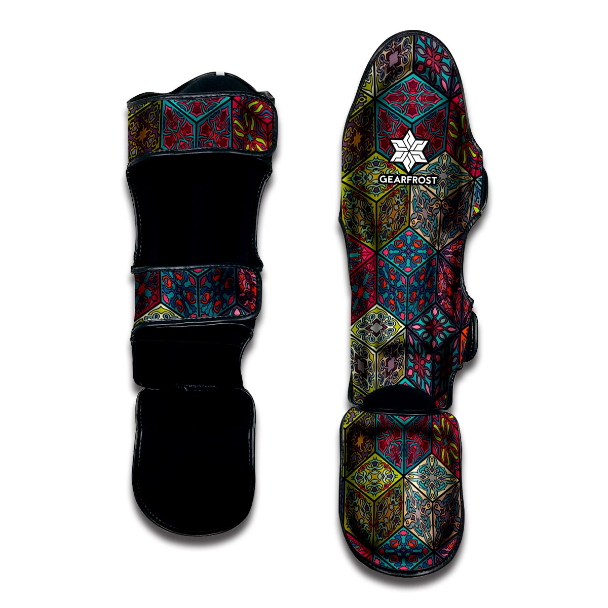 Bohemian Indian Box Pattern Print Muay Thai Shin Guard