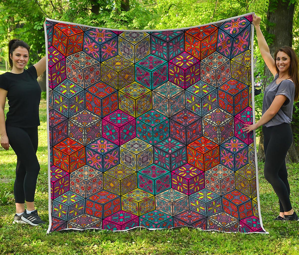 Bohemian Indian Box Pattern Print Quilt