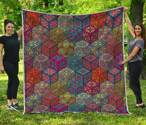 Bohemian Indian Box Pattern Print Quilt