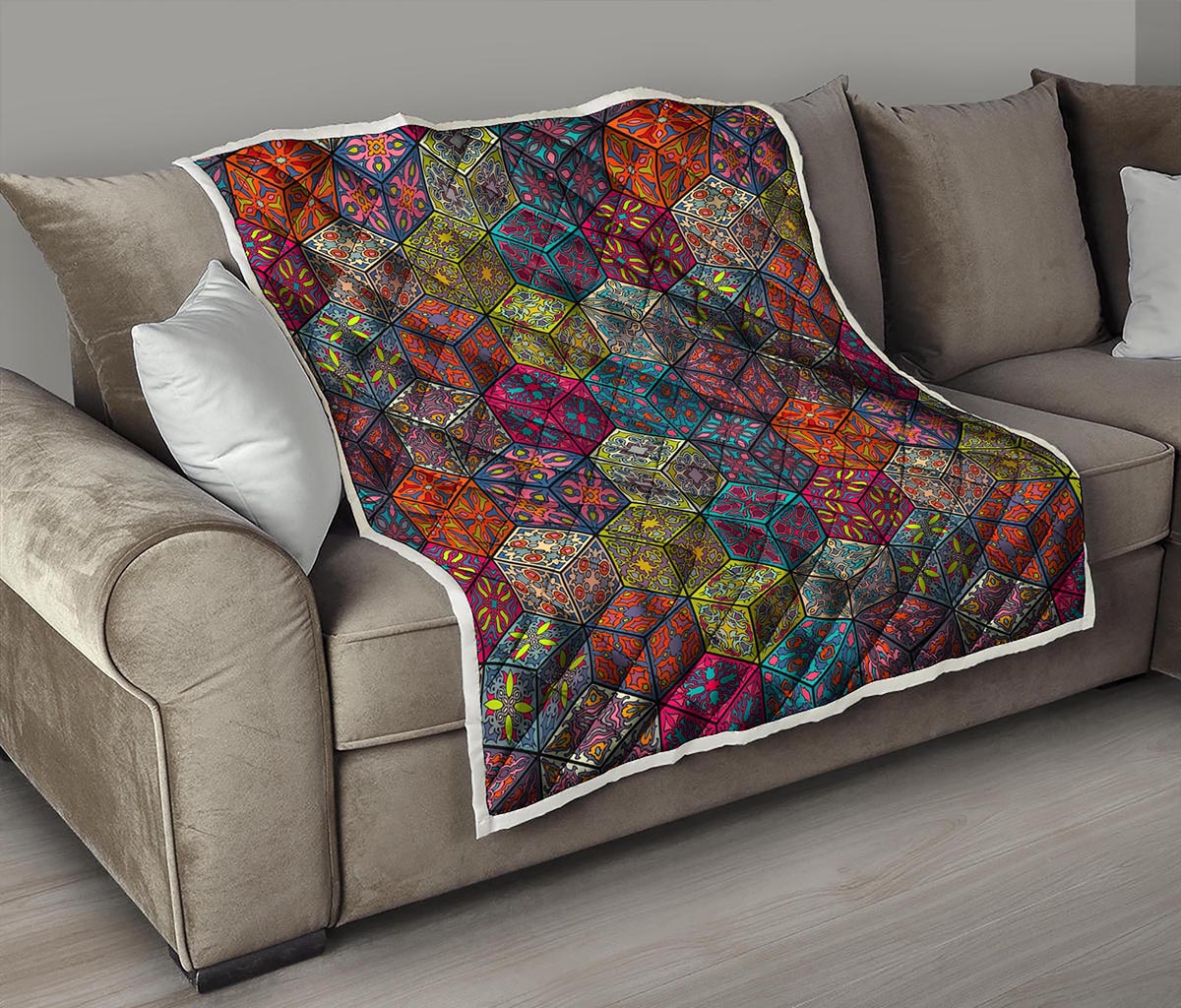 Bohemian Indian Box Pattern Print Quilt