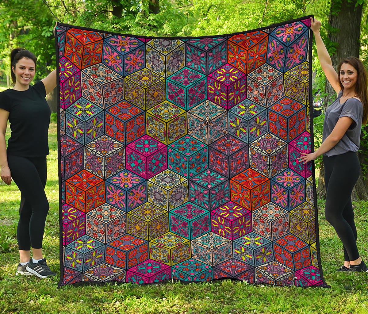 Bohemian Indian Box Pattern Print Quilt