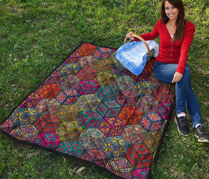 Bohemian Indian Box Pattern Print Quilt