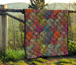 Bohemian Indian Box Pattern Print Quilt