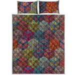 Bohemian Indian Box Pattern Print Quilt Bed Set