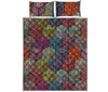 Bohemian Indian Box Pattern Print Quilt Bed Set