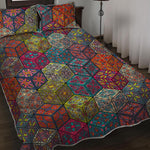 Bohemian Indian Box Pattern Print Quilt Bed Set