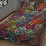 Bohemian Indian Box Pattern Print Quilt Bed Set