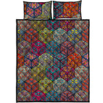 Bohemian Indian Box Pattern Print Quilt Bed Set