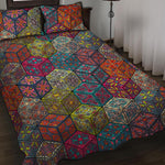 Bohemian Indian Box Pattern Print Quilt Bed Set