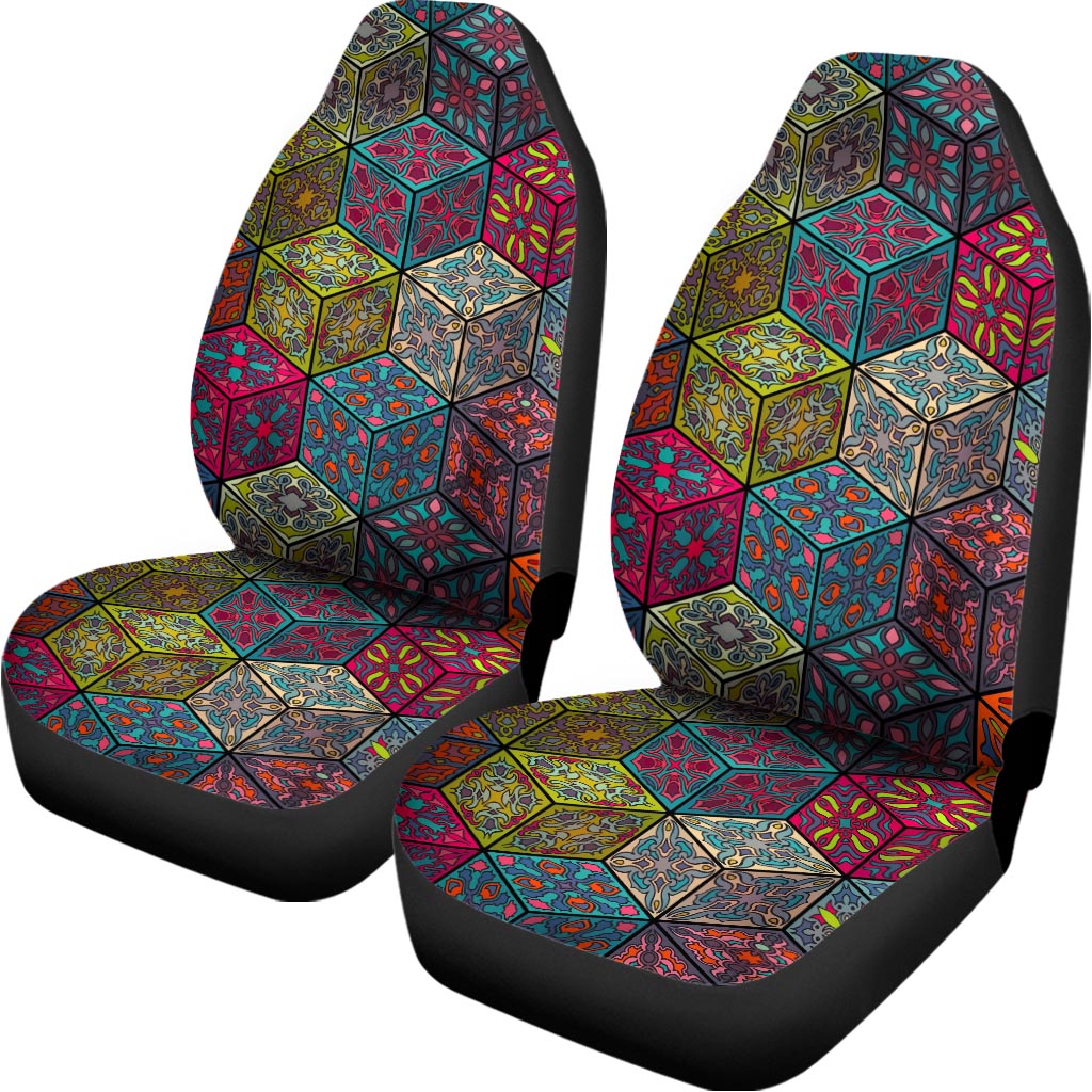 Bohemian Indian Box Pattern Print Universal Fit Car Seat Covers