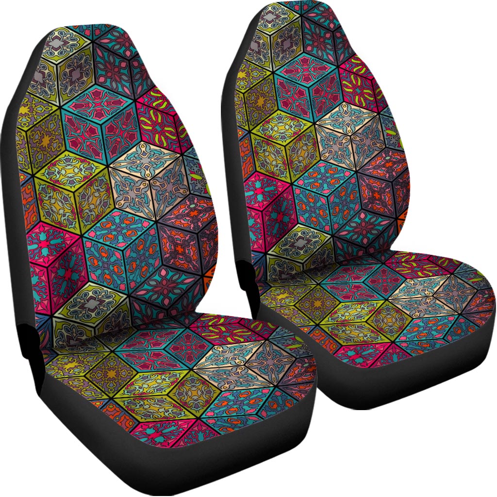Bohemian Indian Box Pattern Print Universal Fit Car Seat Covers