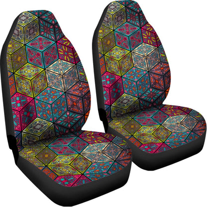 Bohemian Indian Box Pattern Print Universal Fit Car Seat Covers
