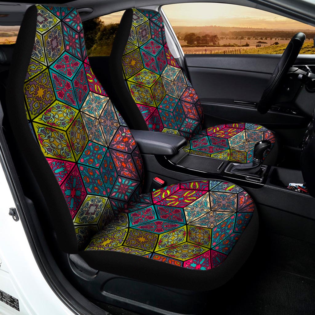 Bohemian Indian Box Pattern Print Universal Fit Car Seat Covers