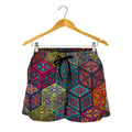 Bohemian Indian Box Pattern Print Women's Shorts
