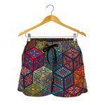 Bohemian Indian Box Pattern Print Women's Shorts