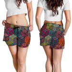 Bohemian Indian Box Pattern Print Women's Shorts