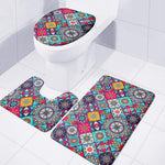 Bohemian Indian Mandala Patchwork Print 3 Piece Bath Mat Set