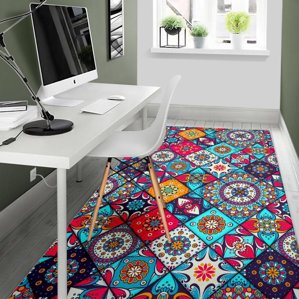 Bohemian Indian Mandala Patchwork Print Area Rug GearFrost