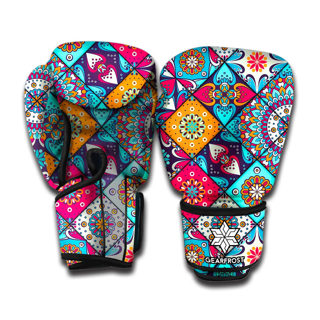 Bohemian Indian Mandala Patchwork Print Boxing Gloves